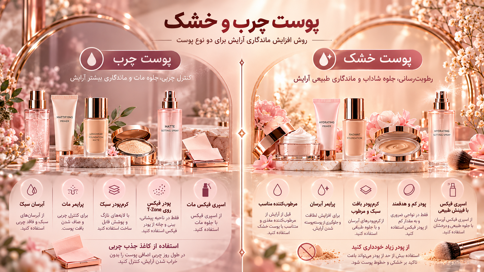 روش افزایش ماندگاری آرایش پوست چرب و خشک