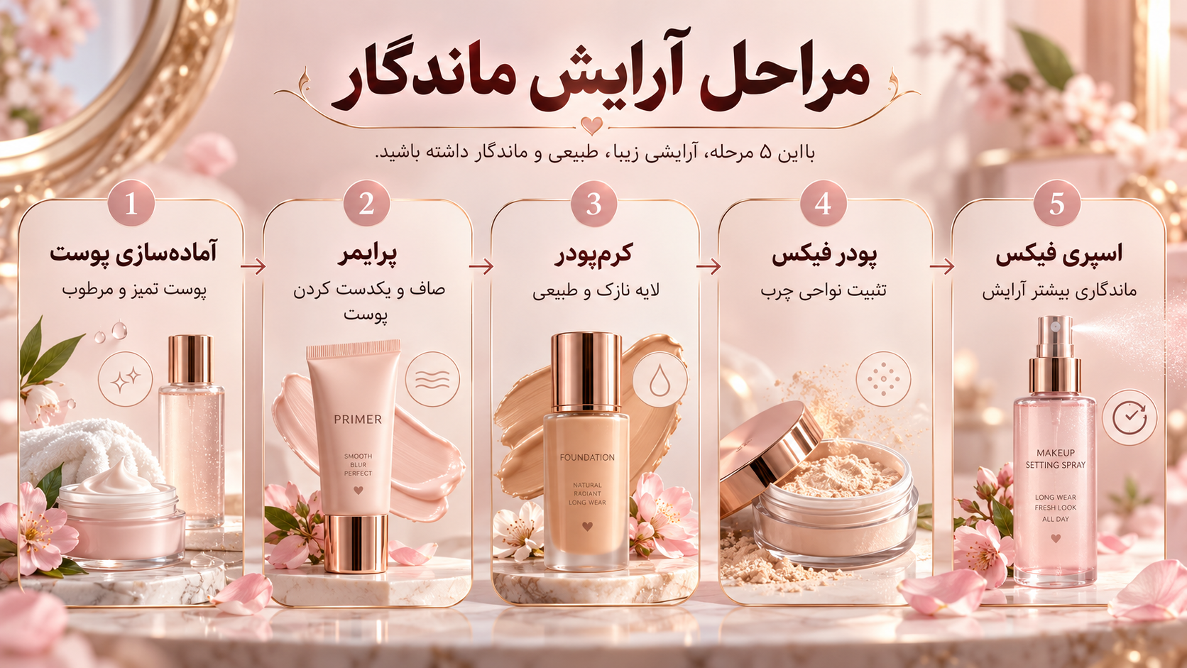 مراحل افزایش ماندگاری آرایش از پرایمر تا اسپری فیکس